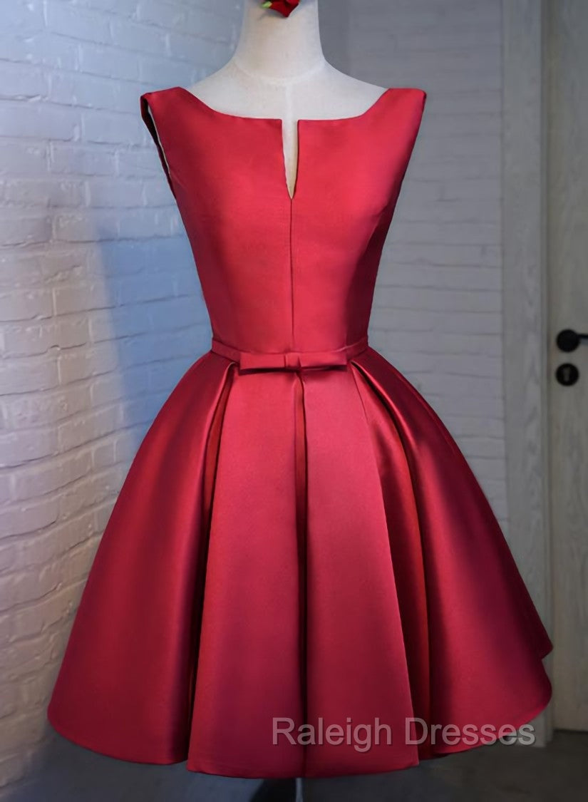 Adorable Cute Wine Red Satin Short Prom Dress , New Party Dress Main image