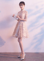 Adorable High Neckline Lace Short Prom Dresseses Lace Short Prom Dresses