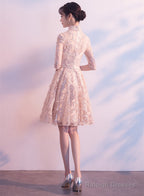 Adorable High Neckline Lace Short Prom Dresseses Lace Short Prom Dresses