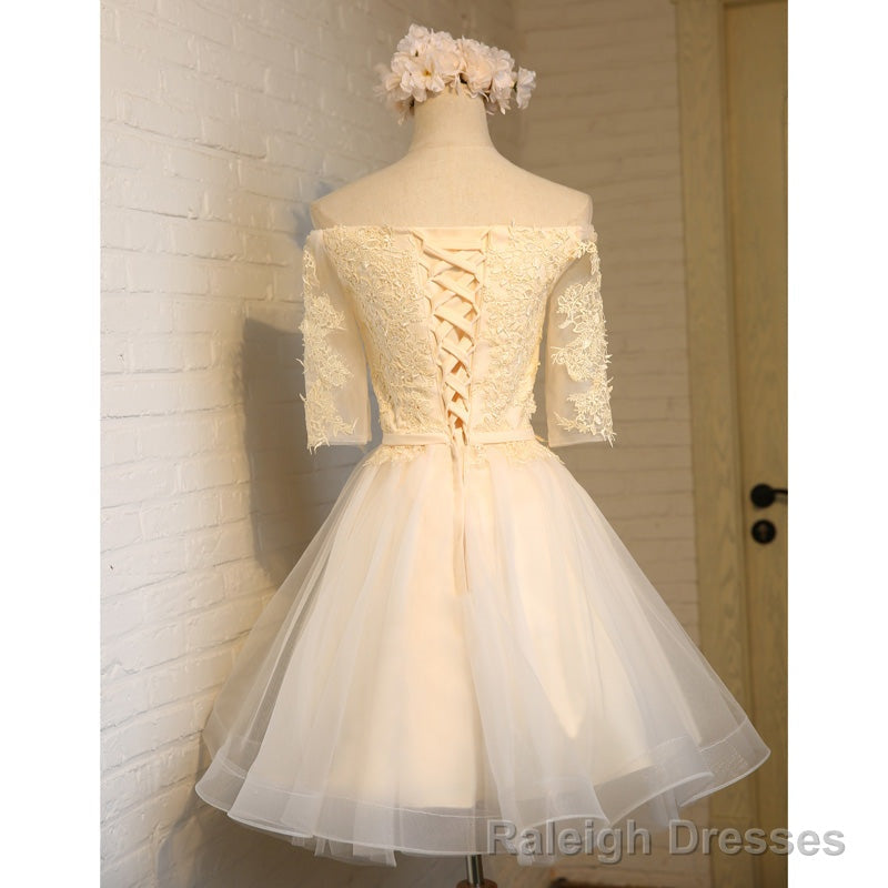 Adorable Knee Length Tulle with Lace Applique Prom Dress, Homecoming Dress Main image
