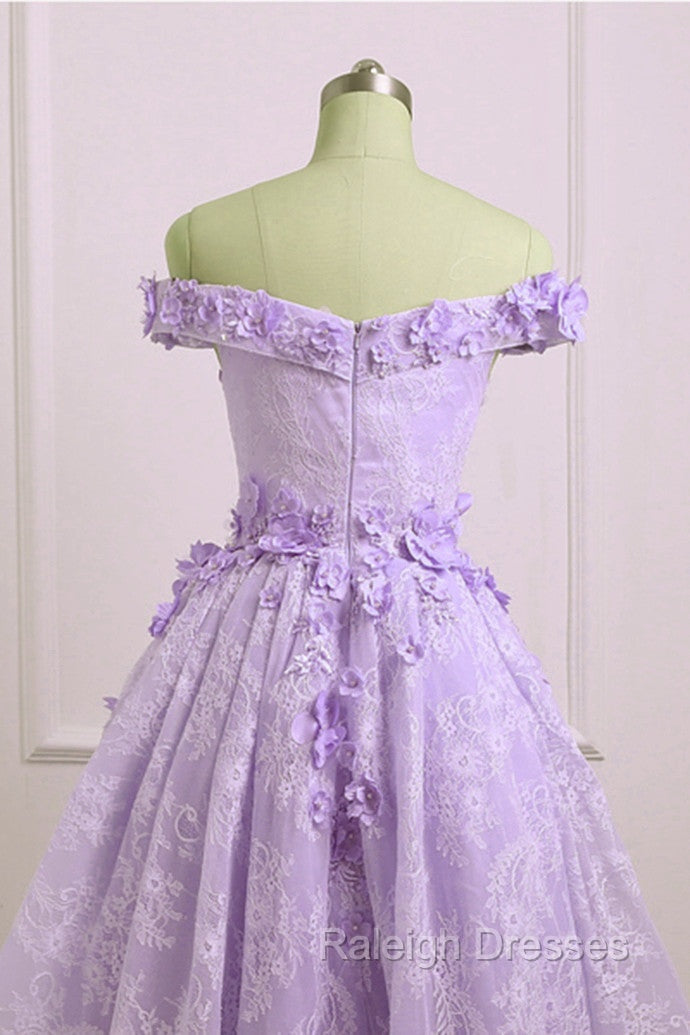 Adorable Lace Light Purple High Low Homecoming Dress, Cute Sweetheart Prom Dress Secondary image