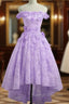 Adorable Lace Light Purple High Low Homecoming Dress, Cute Sweetheart Prom Dress