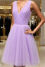 Adorable Lavender V-Neckline Short Tulle Prom Homecoming Dresses