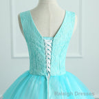 Adorable Light Blue Tulle with Flowers Floor Length Ball Gown Formal Dress, Blue Sweet 16 Dresses