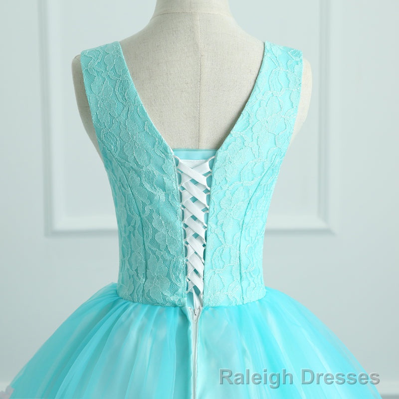 Adorable Light Blue Tulle with Flowers Floor Length Ball Gown Formal Dress, Blue Sweet 16 Dresses