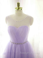 Adorable Light Purple Round Neckline Beaded Short Prom Dress, Cute Homecoming Dress