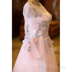 Adorable Pink Tulle Knee Length Long Sleeves Prom Dresses Pink Homecoming Dresses