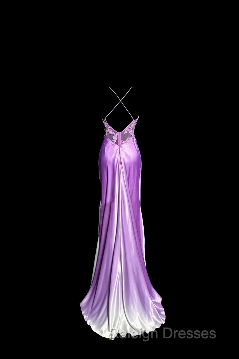 Aesthetic A Line Halter Neckline Lilac Satin Prom Dress Ruffle Long Party Dress Secondary image