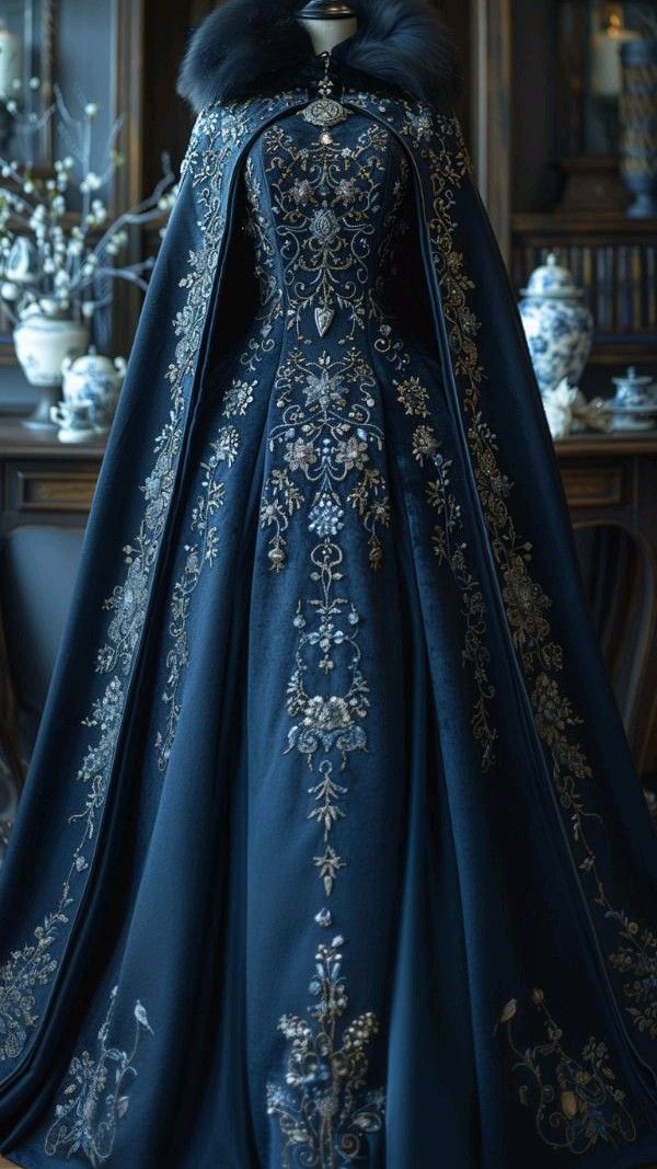 Aesthetic Ball Gowns High Neckline Navy Blue Prom Dress Prom Dresses Long Prom Dress