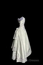 Aesthetic Ball Gown Off The Shoulder White Prom Dress Ruffle Long Party Dress