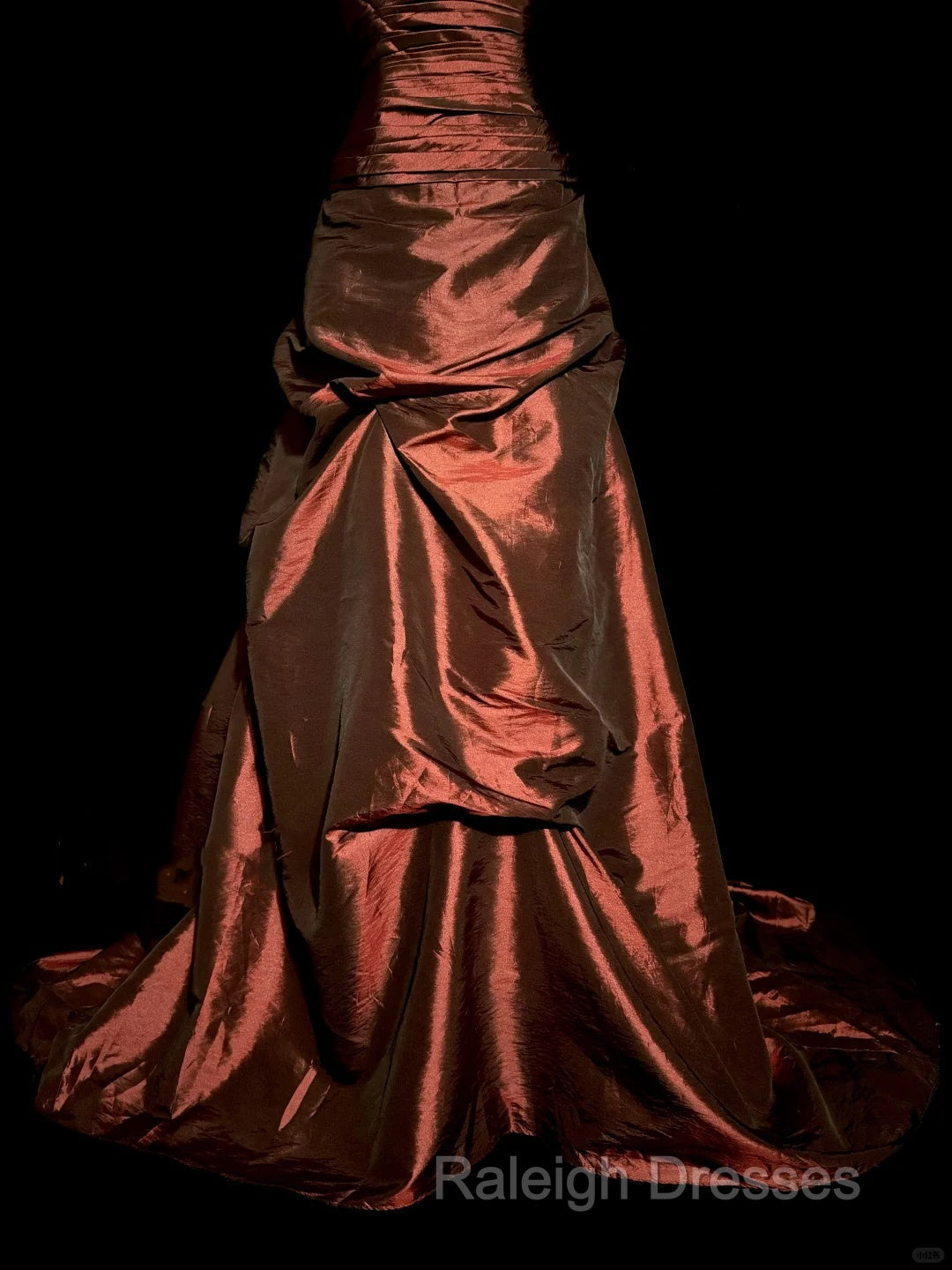 Aesthetic Ball Gown Strapless Burgundy Taffeta Prom Dress Ruffle Long Party Dress