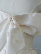 Aesthetic Ball Gown Strapless Ivory Satin Long Wedding Dress Brides Dresses