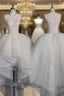 Aesthetic High Low Strapless Tulle White Long Wedding Dresses