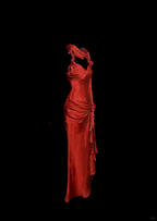 Aesthetic Mermaid Halter Neckline Red Satin Prom Dresses Ruffle Long Prom Dresses