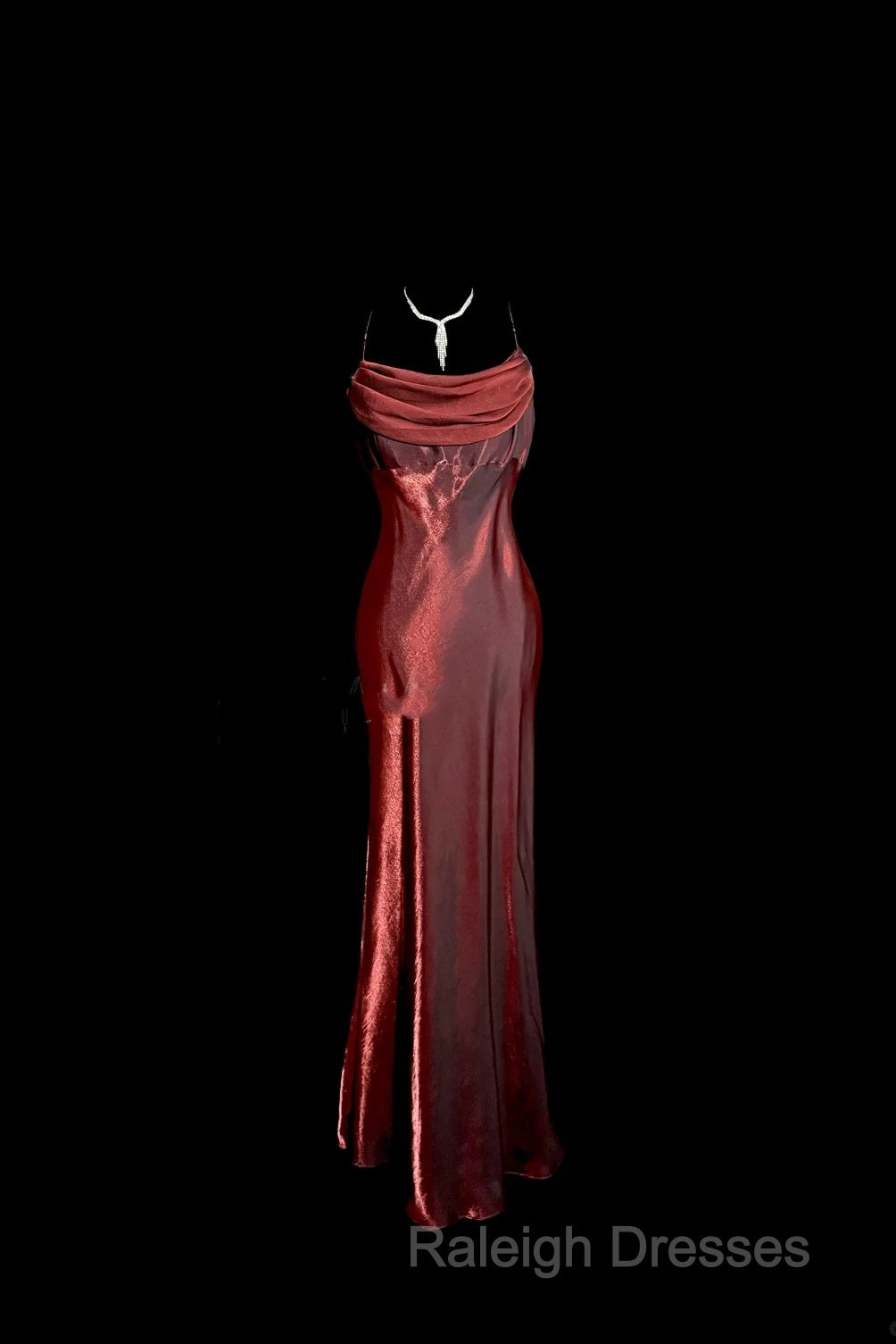 Aesthetic Mermaid Spaghetti Straps Burgundy Prom Dresses Ruffle Long Prom Dresses Secondary image