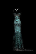 Aesthetic Mermaid Spaghetti Straps Green Prom Dress Long Party Dress