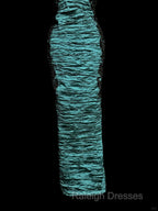 Aesthetic Mermaid Square Neckline Blue Taffeta Prom Dress Ruffle Long Party Dress