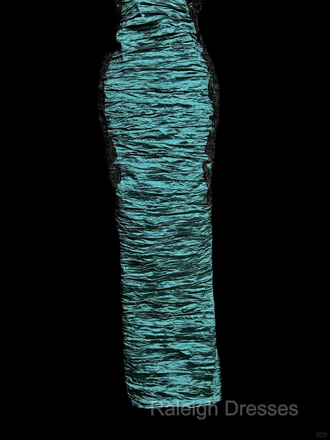 Aesthetic Mermaid Square Neckline Blue Taffeta Prom Dress Ruffle Long Party Dress