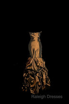 Aesthetic Mermaid Strapless Neckline Brown Taffeta Prom Dresses Ruffle Long Prom Dresses