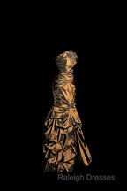 Aesthetic Mermaid Strapless Neckline Brown Taffeta Prom Dress Ruffle Long Party Dress