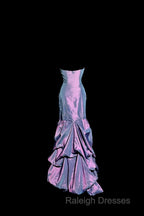 Aesthetic Mermaid Strapless Neckline Grape Taffeta Prom Dresses Ruffle Long Prom Dresses