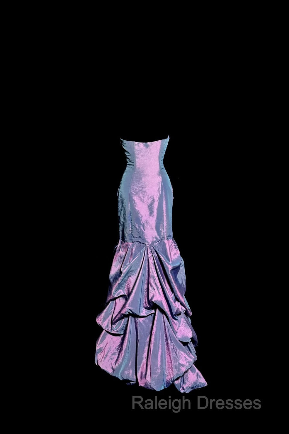 Aesthetic Mermaid Strapless Neckline Grape Taffeta Prom Dresses Ruffle Long Prom Dresses