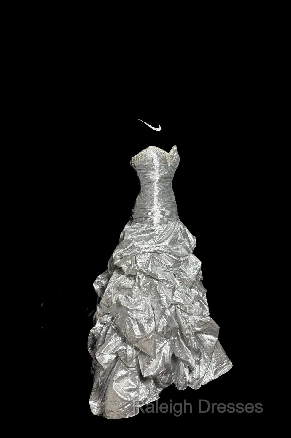 Aesthetic Mermaid Sweetheart Neckline Gray Taffeta Prom Dress Ruffle Long Party Dress