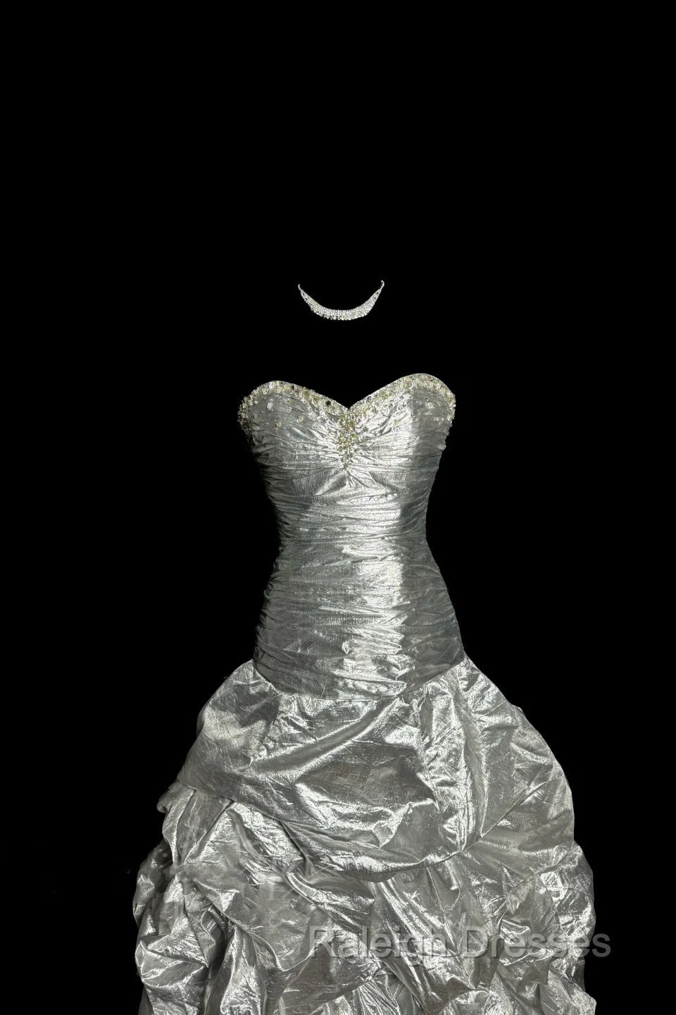 Aesthetic Mermaid Sweetheart Neckline Gray Taffeta Prom Dresses Ruffle Long Prom Dresses