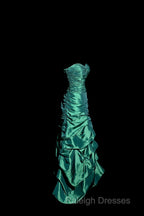 Aesthetic Mermaid Sweetheart Neckline Green Taffeta Prom Dress Ruffle Long Party Dress