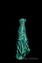 Aesthetic Mermaid Sweetheart Neckline Green Taffeta Prom Dresses Ruffle Long Prom Dresses