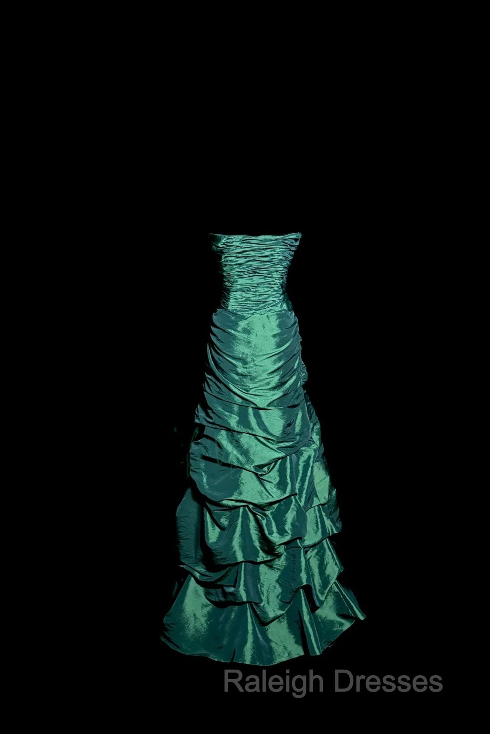 Aesthetic Mermaid Sweetheart Neckline Green Taffeta Prom Dresses Ruffle Long Prom Dresses