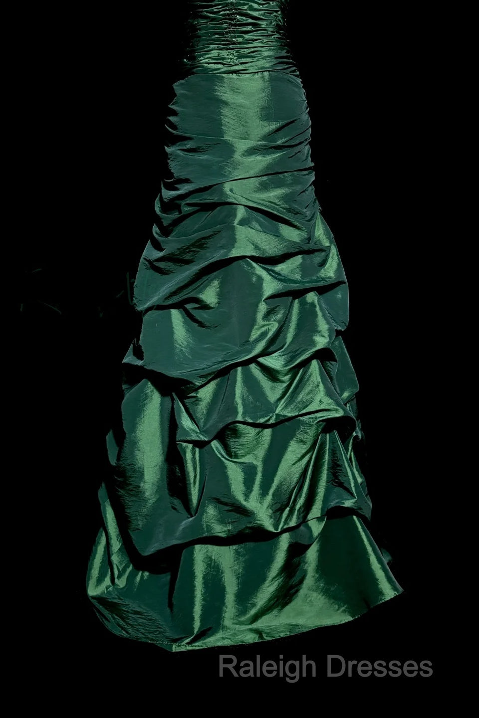 Aesthetic Mermaid Sweetheart Neckline Green Taffeta Prom Dress Ruffle Long Party Dress