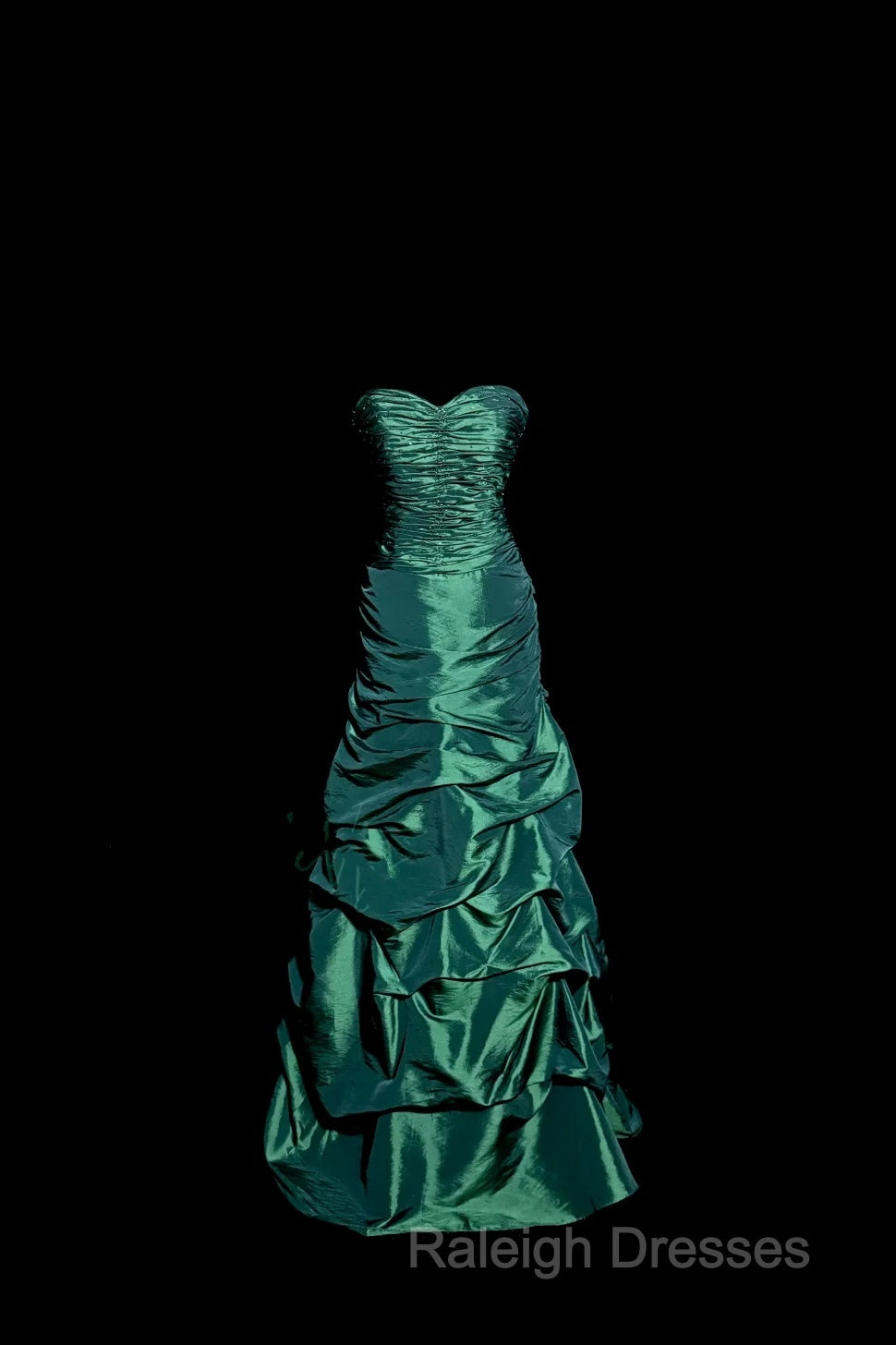 Aesthetic Mermaid Sweetheart Neckline Green Taffeta Prom Dress Ruffle Long Party Dress
