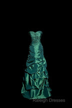 Aesthetic Mermaid Sweetheart Neckline Green Taffeta Prom Dresses Ruffle Long Prom Dresses