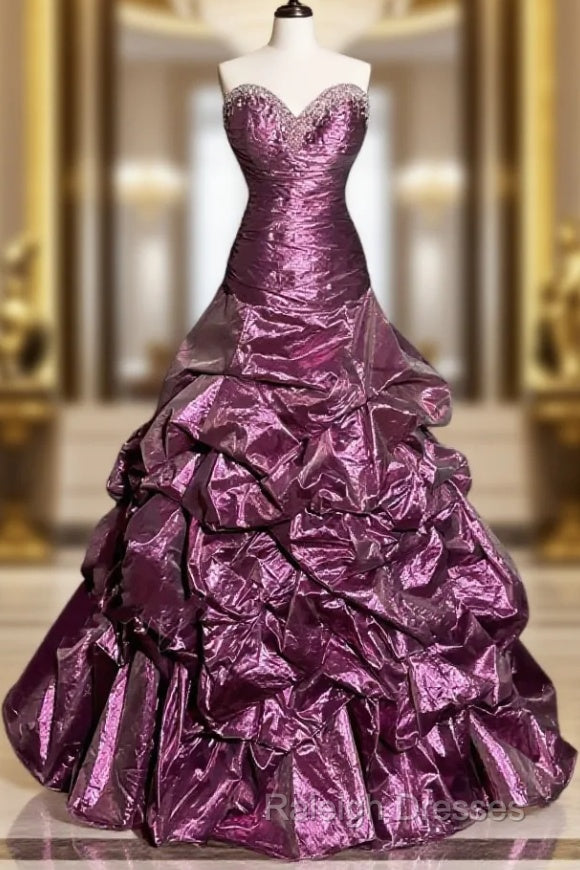 Aesthetic Mermaid Sweetheart Neckline Taffeta Prom Dresses Ruffle Long Prom Dresses Main image