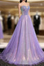 Aline Purple Sweetheart Neck Tulle Long Prom Dress, Purple Prom Dress