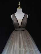 Aline V Neck Tulle Prom Dresses Long Tulle Long Prom Graduation Dress