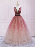 Aline V Neck Tulle Prom Dresses Long Tulle Long Prom Graduation Dress