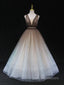 Aline V Neck Tulle Long Prom Dress Tulle Long Formal Graduation Dresses