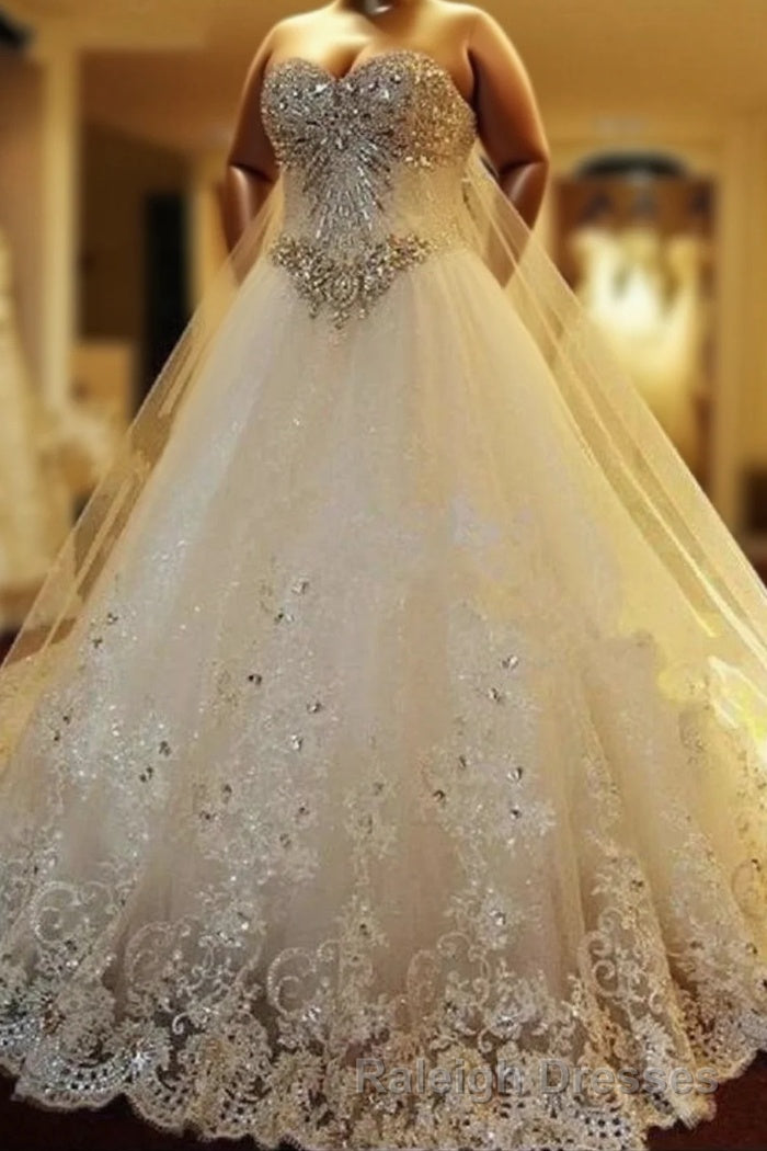 Amazing Bridal Dresses Sweetheart Appliques Crystal Beading Classic A Line Bridal Gowns Main image
