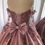Amazing Lace Embroidery Long Sleeves Prom Dress Off Shoulder