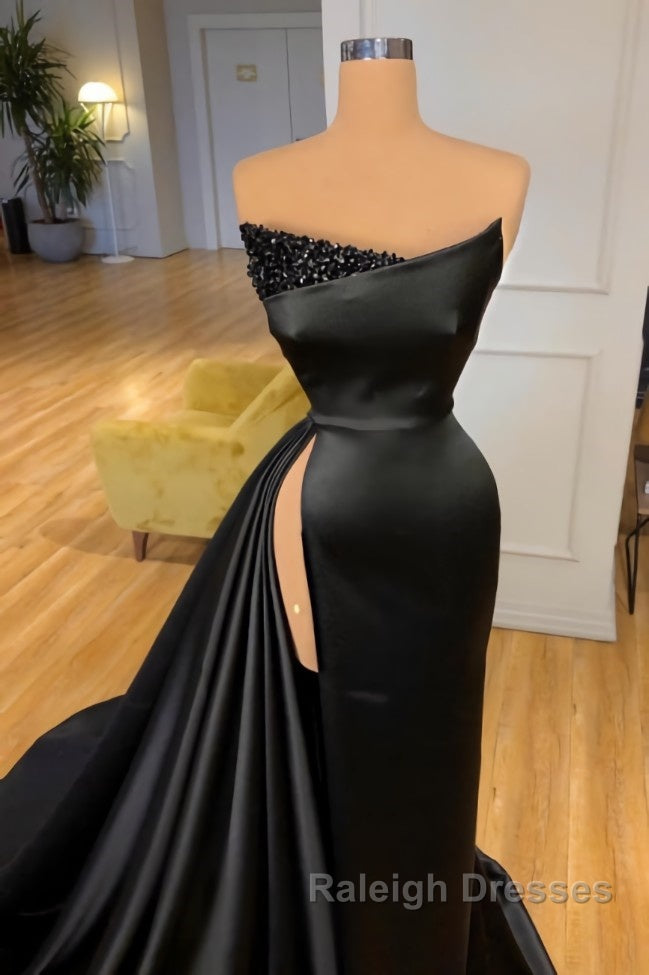 Amazing Long Black Sleeveless Graduation Dresses Prom Dresses With Split Online Secondary image