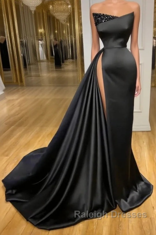Amazing Long Black Sleeveless Graduation Dresses Prom Dresses With Split Online Main image