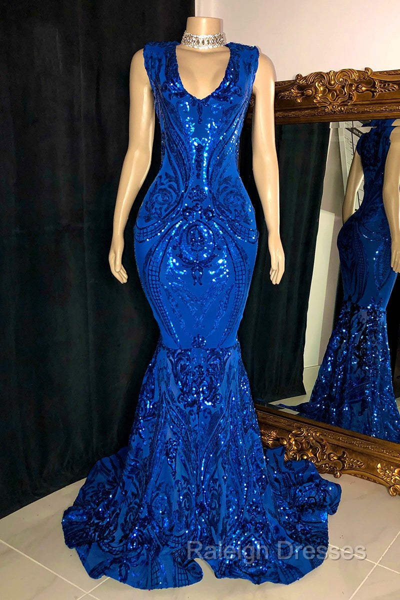 Amazing Sequins Mermaid Prom Dresses Sleeveless V-Neck Online