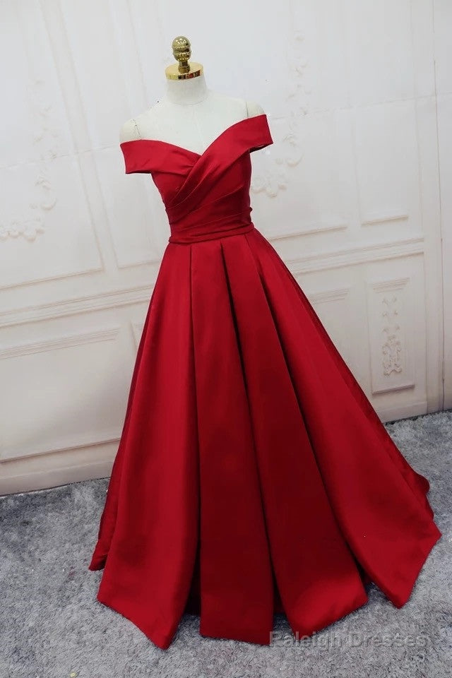 Amazing V-Neck Off The Shoulder Long Satin Evening Gowns Secondary image