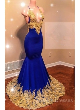 Appliques Spaghetti Sleeveless V Neck Mermaid Prom Dresses Secondary image