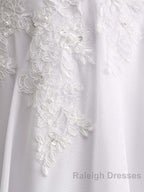 Appliques V Neck Lace-Up Chiffon Wedding Dress