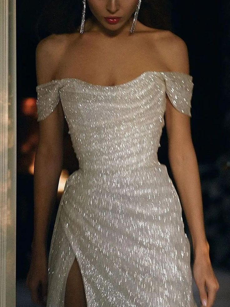 Mermaid Sweep Train Split Front Sequins Luxury Prom Dresses