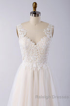 Awesome Long A Line Appliques Lace Tulle Open Back Wedding Dresses