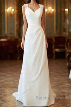 Awesome Long Sheath Lace Chiffon Backless Wedding Dress